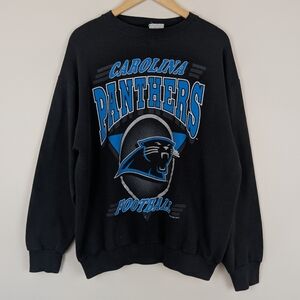 Vintage Carolina Pathers Black Long Sleeve Crewneck Sweatshirt - Official Fan